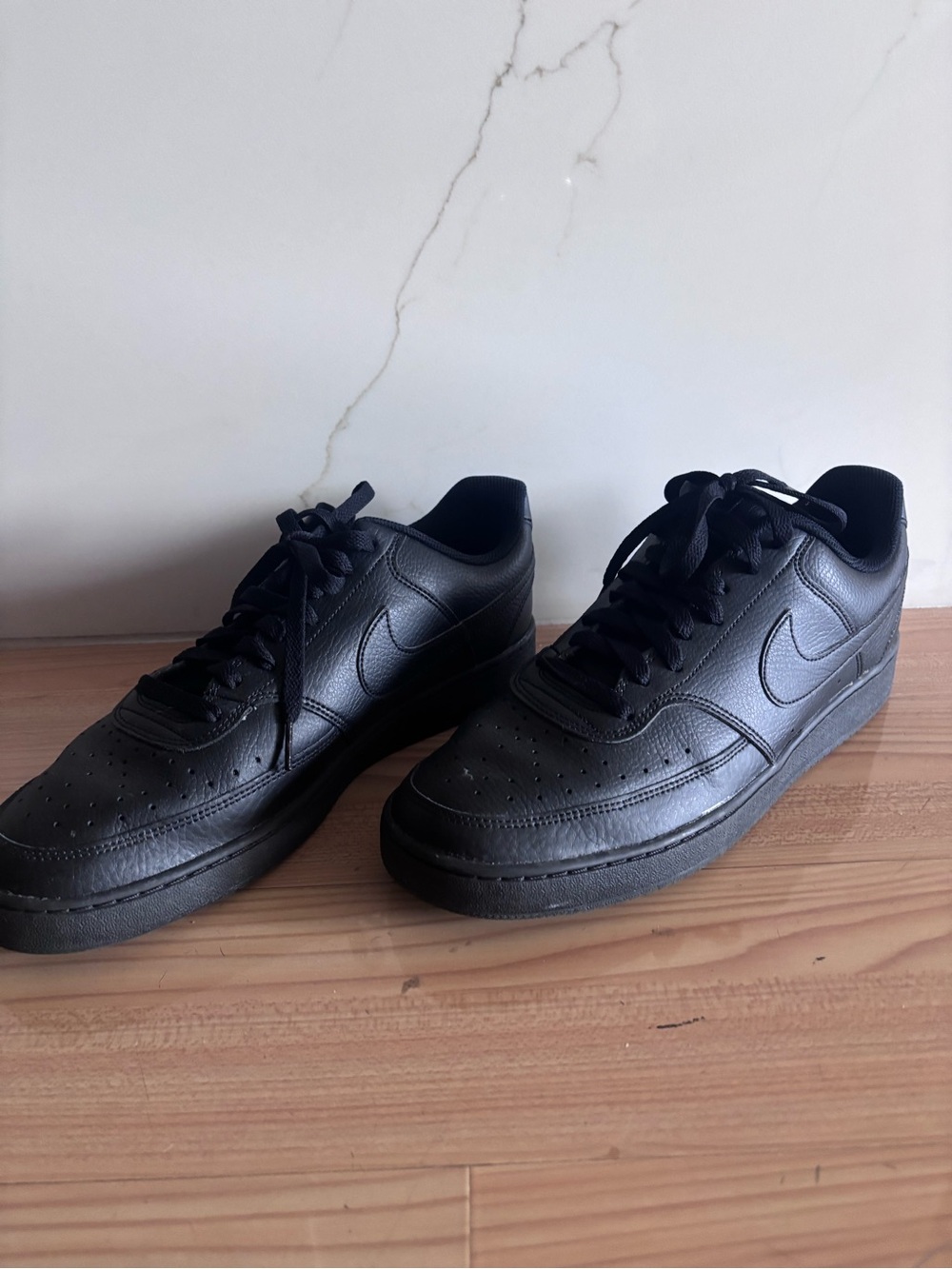Nike court vision Men’s Black Leather Low-Top Sneakers